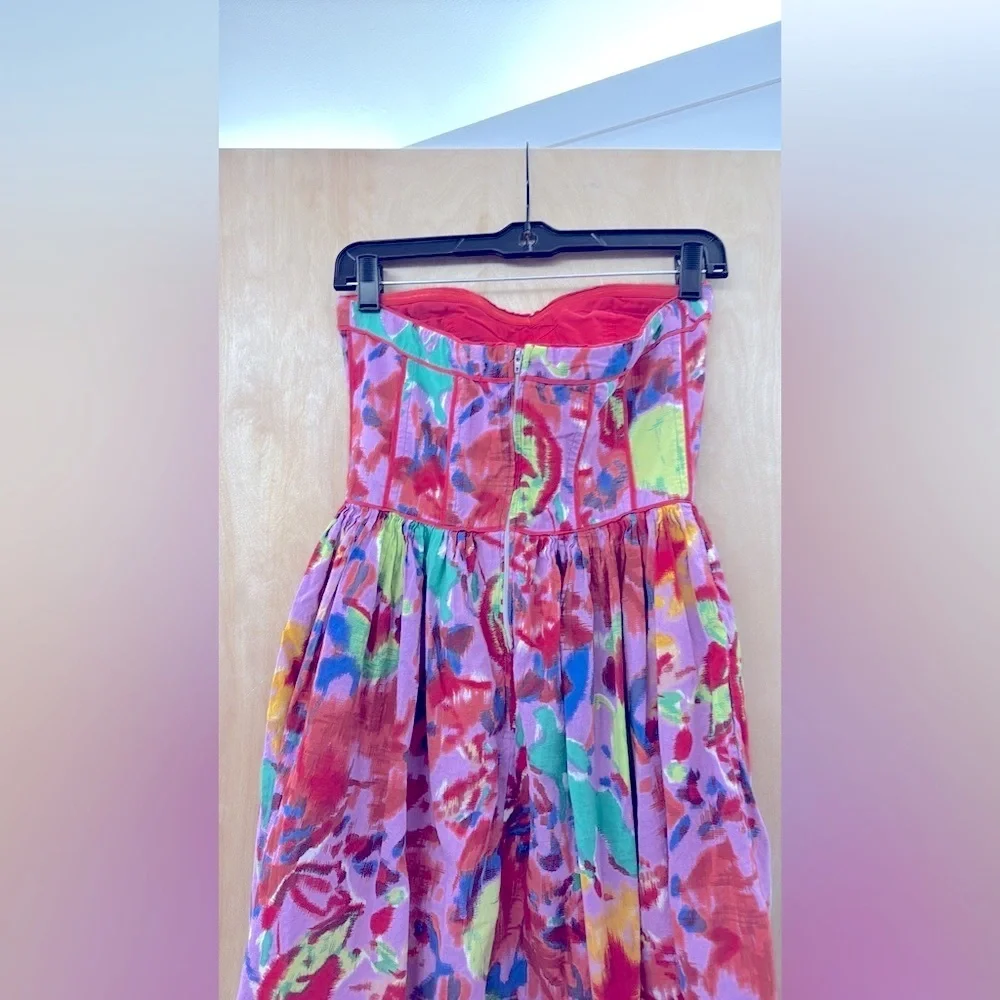 Aryn K "Hyperspace" Strapless Mini Dress | Red & Lavender Multi - Picture 9 of 11